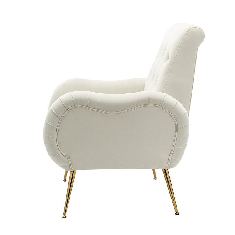 Living Room Chair Armchair with Button Tufted Backrest and Metal Legs