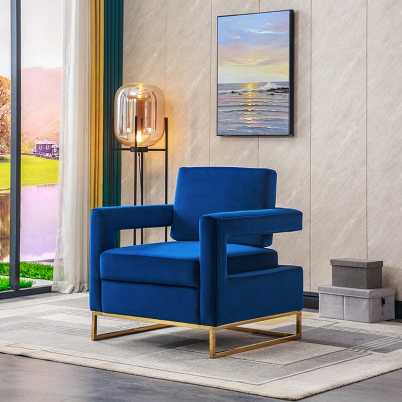 Modern Velvet Accent Chair, Elegant Armchair with Stainless Steel Base