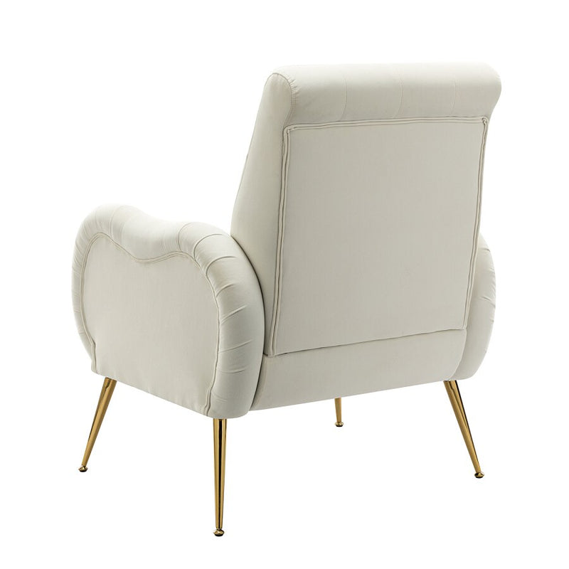 Living Room Chair Armchair with Button Tufted Backrest and Metal Legs