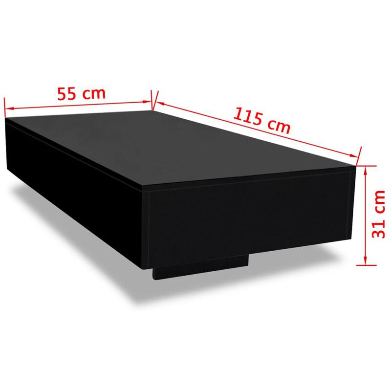 45.3 in Coffee Table High Gloss Finish Rectangle Shape