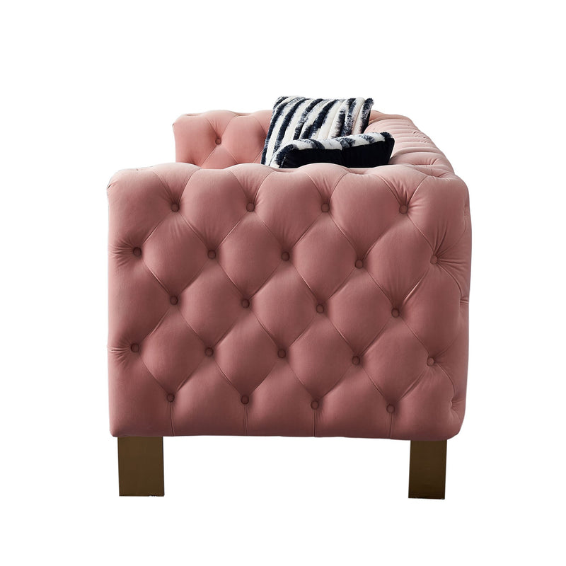 Modern velvet sofa Blush Pink color