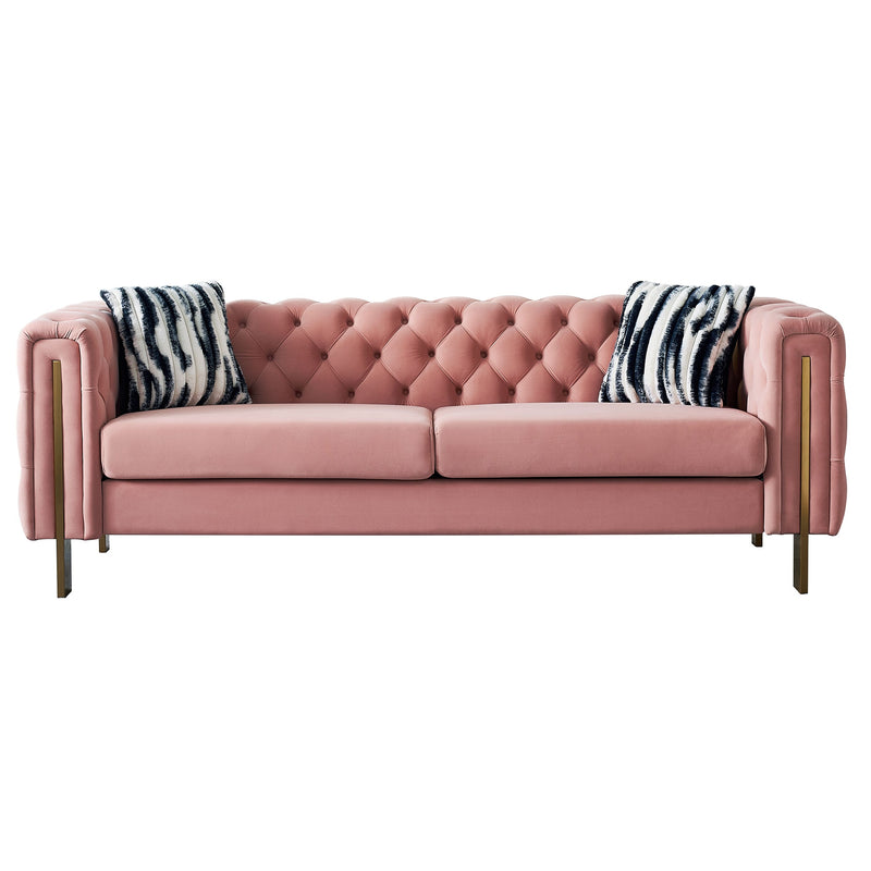 Modern velvet sofa Blush Pink color