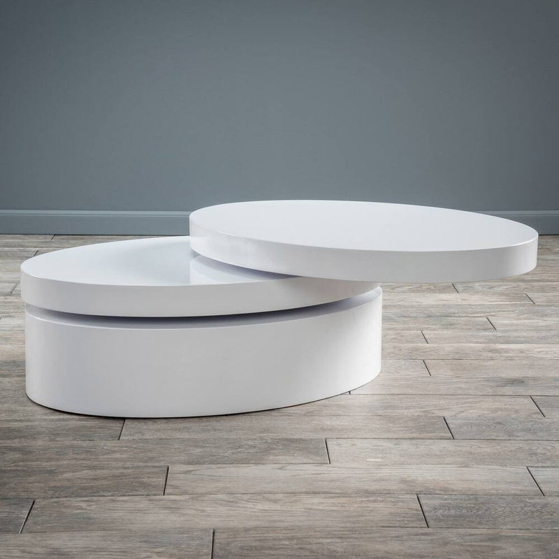 Small Oval Rotatable Coffee Table