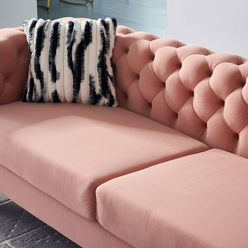 Modern velvet sofa Blush Pink color